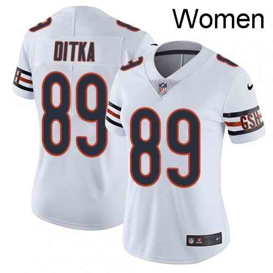 Womens Nike Chicago Bears 89 Mike Ditka Elite White NFL Jersey